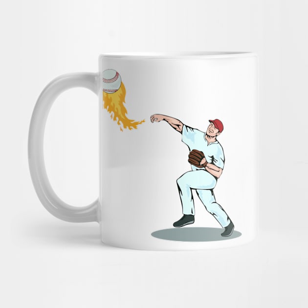 On Fire Baseball Pitcher by retrovectors